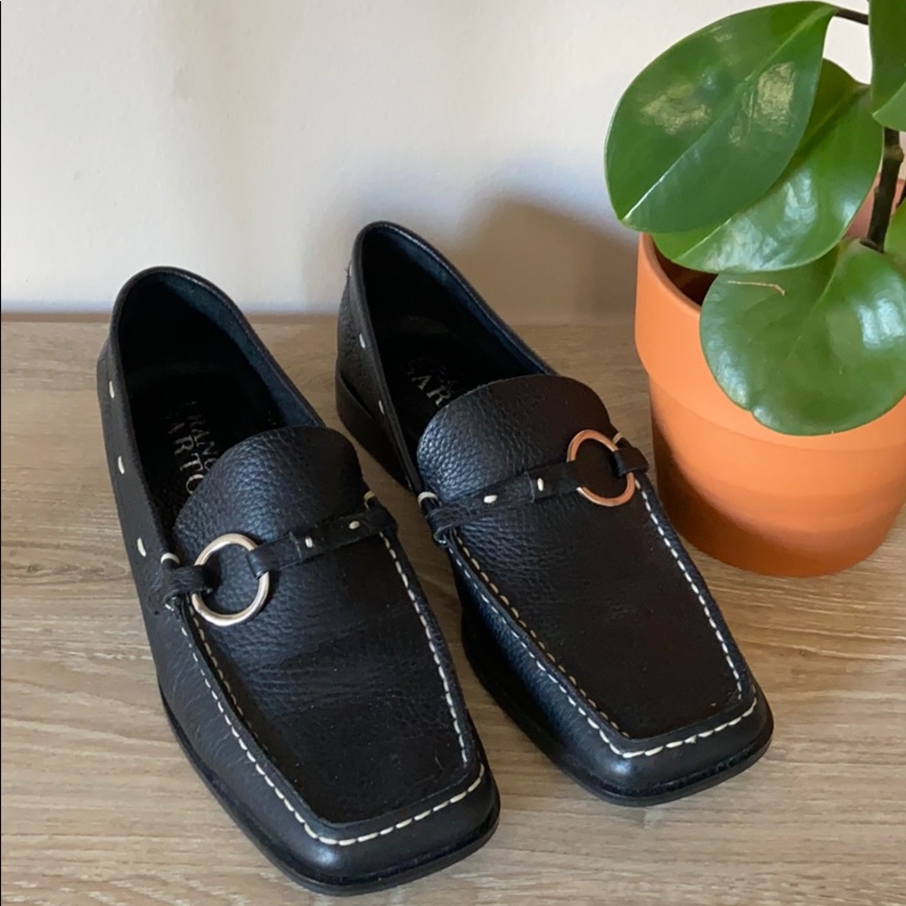 Franco Sarto Pebbled Leather Buckle Flats, 8.5